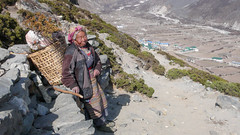 Starsza kobieta nepalska w pobliżu Dingboche