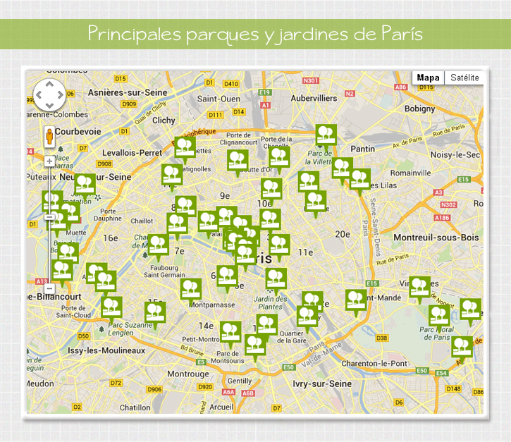 Parques y jardines de París. Página interactiva.