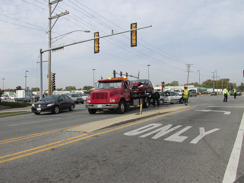 Auto accident at North Harlem Avenue and West Dempster Street.  Niles Illinois.  Late October 2013. by Eddie from Chicago