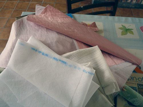 Pink skirt material and Vilene