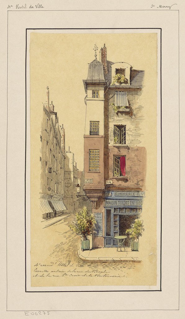 pen & ink sketch of urban Paris (1800s)