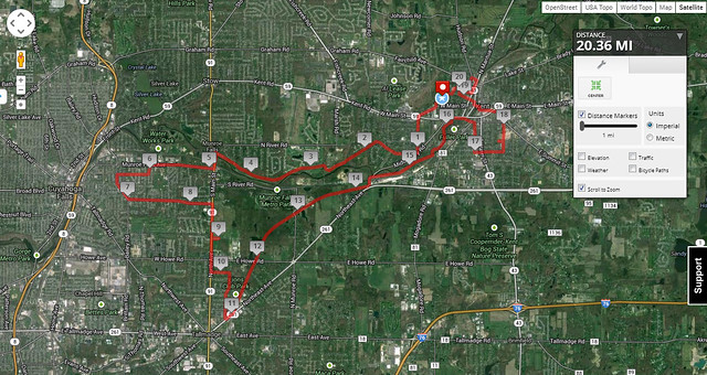 20-Mile Run Map