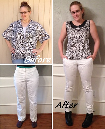 B&W Blouse & White Skinnies - Before & After