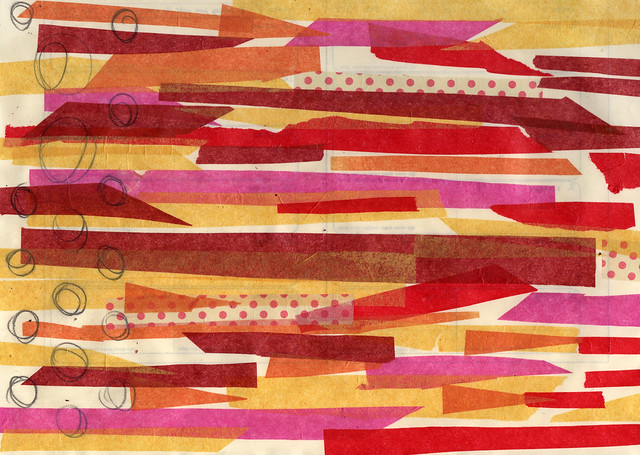 Yellow and red tissue paper strips