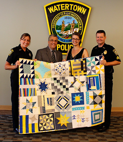 Handing off the Quilts at Watertown PD
