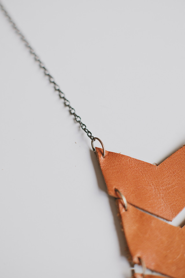 DIY leather chevron necklace
