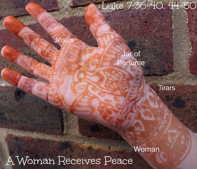 Henna Storying, henna, Bible, woman at Jesus' feet