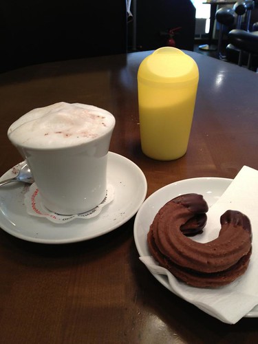 Sunday treat - coffee and a chocolate horseshoe