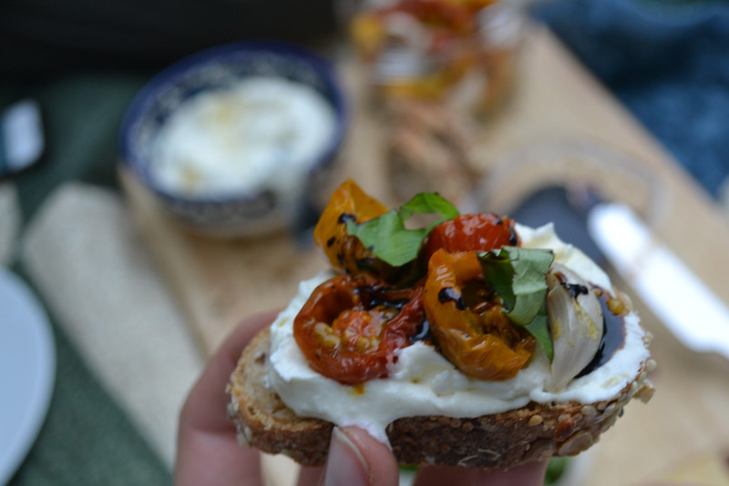 whipped feta and roasted tomato crostini | things i made today
