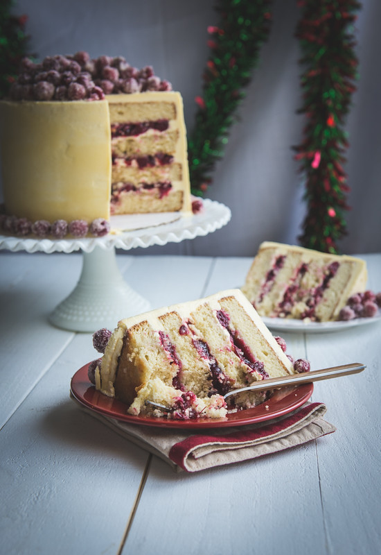 Christmas White Chocolate Cranberry Cake www.pineappleandcoconut.com #holidayfoodparty