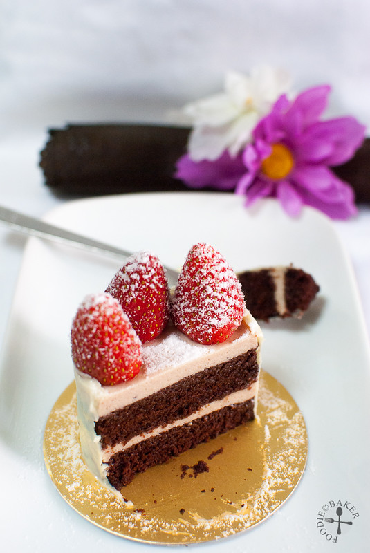 Chocolate and Strawberry Bavarian Cream Layer Cake