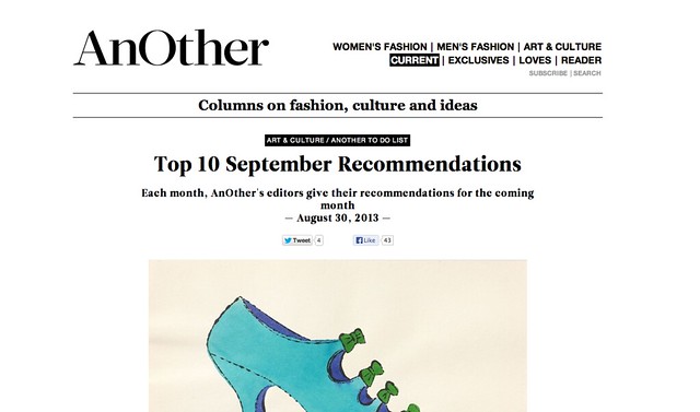 Thank you AnOther for including my exhibition in this month's top 10 recommendations!