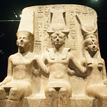 King Ramesses II with the God Amun and the Goddess Mut