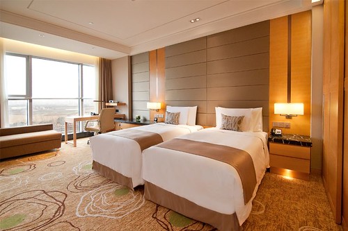 Bright Spacious Modern Superior Twin Bed Room at the Crowne Plaza Shanghai Anting