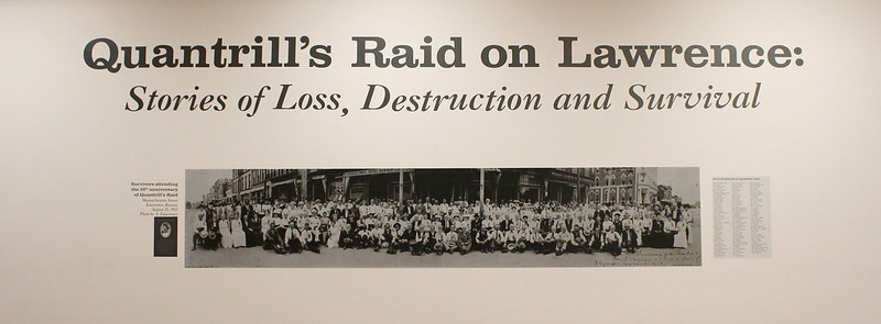 Exhibition Title Wall for Quantrill's Raid on Lawrence: Stories of Loss, Destruction and Survival 