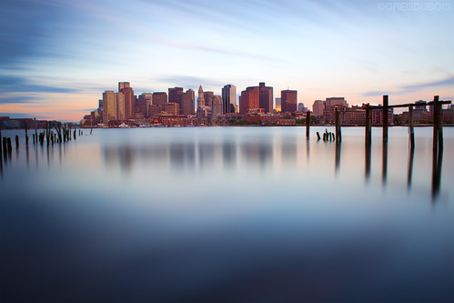 Boston Skyline just after Sunrise, Carlton Wharf East Boston by Greg DuBois Photo