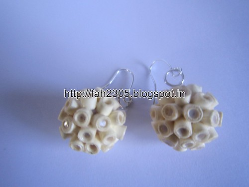 Handmade Jewelry - Paper Quilling Globle Earrings (Ivory - V) (2) by fah2305