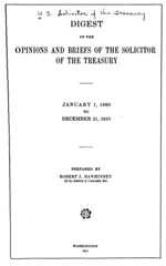 Digest of the Solicitor of the Treasury