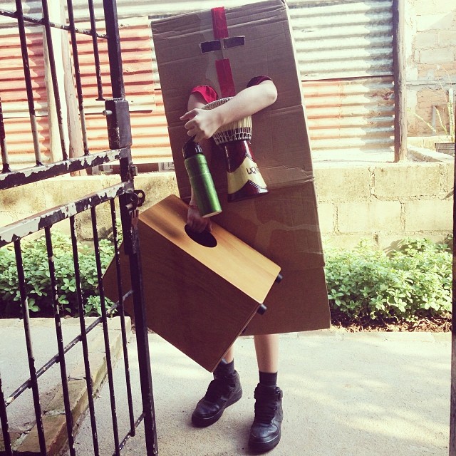 Yes, he just went to school dressed like this. #robot #senseofhumor
