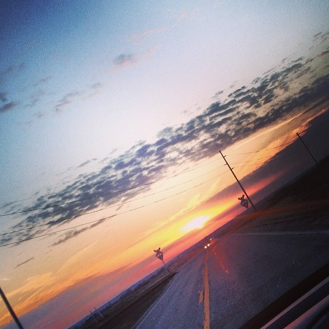 Chasing the #Sun #sunset #prairie  #clouds #sky #road #spring