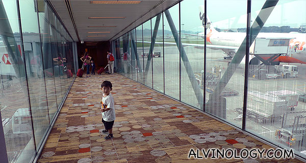 With priority boarding, Asher gets to be among the first to dash up the plane