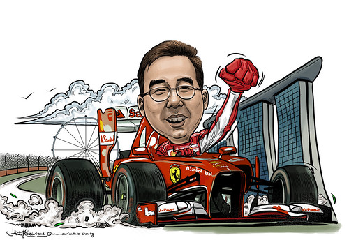 digital caricature on F1 Ferrari