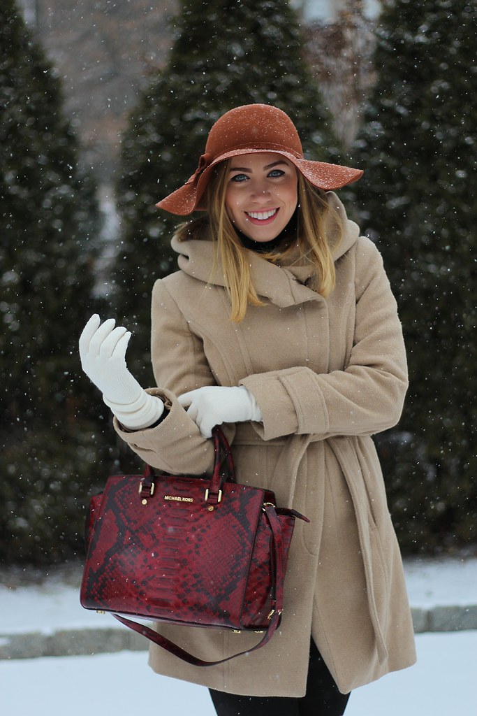 Bundled Up in a Camel Coat & Leather Boots for my January Go-To Outfit on Living After Midnite