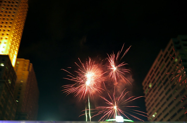 fireworks on Fountain Square