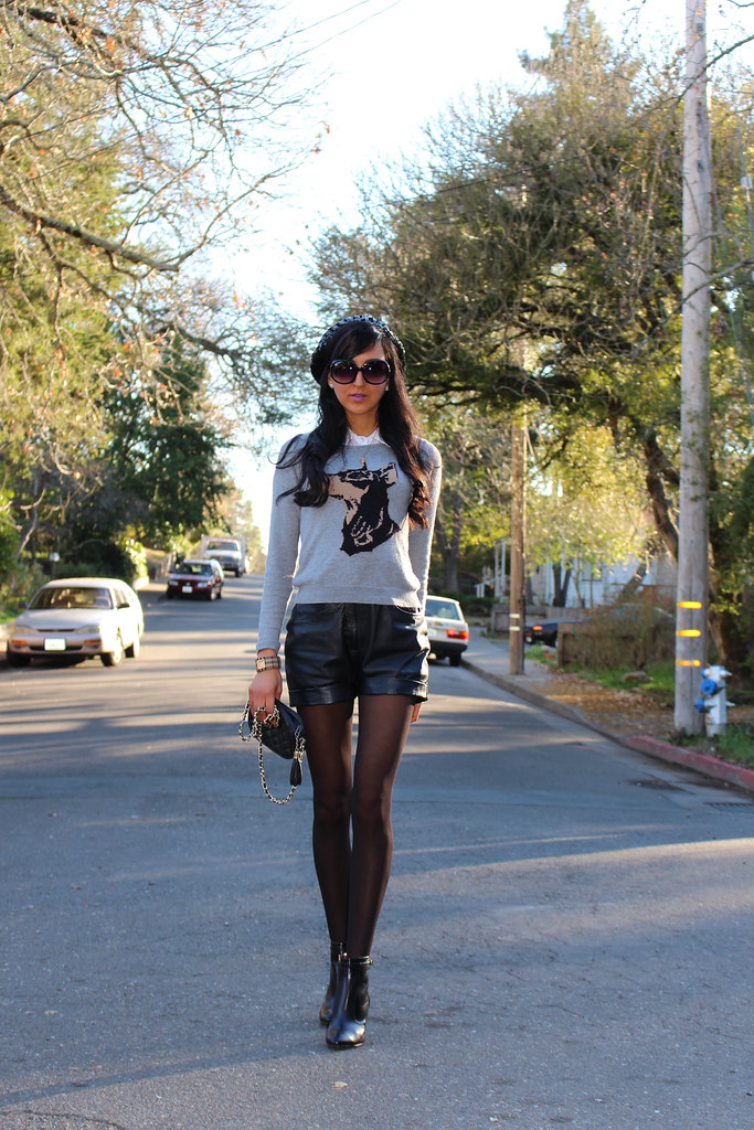 Leather Shorts, Sequin Beret 10