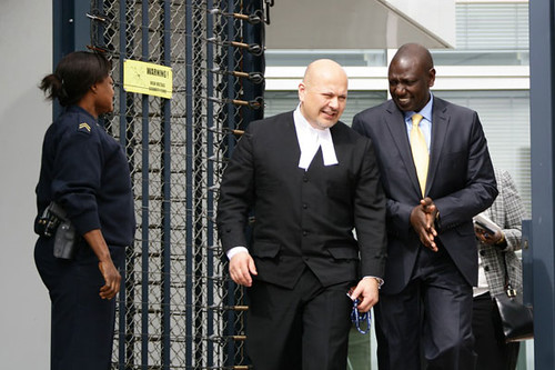Kenyan Vice President William Ruto with his lawyer. He returned to Kenya from the ICC while President Kenyatta attends AU special summit. by Pan-African News Wire File Photos