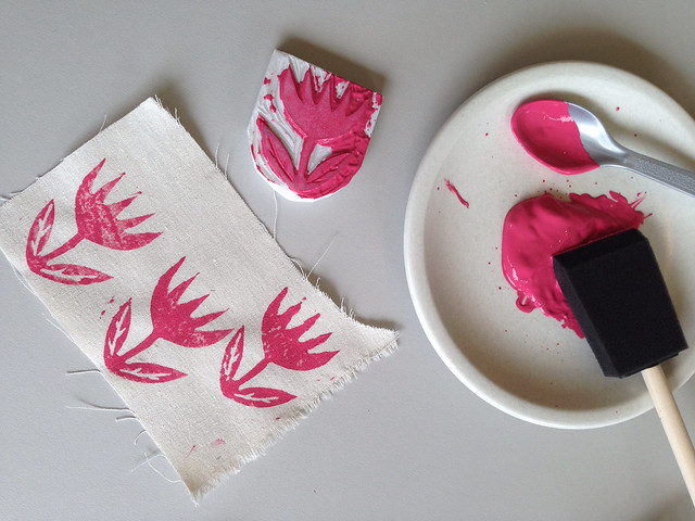 block printing on fabric : workshop at The Craft Sessions