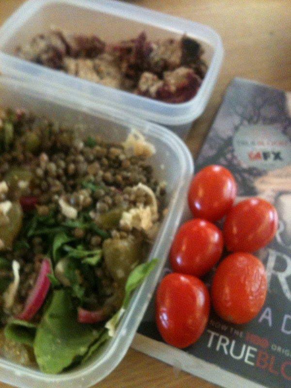 Food boxes, tomatoes, book