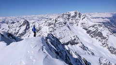 Widok na północ z Gran Zebru (3851m) - szczyt Ortler (3903m).