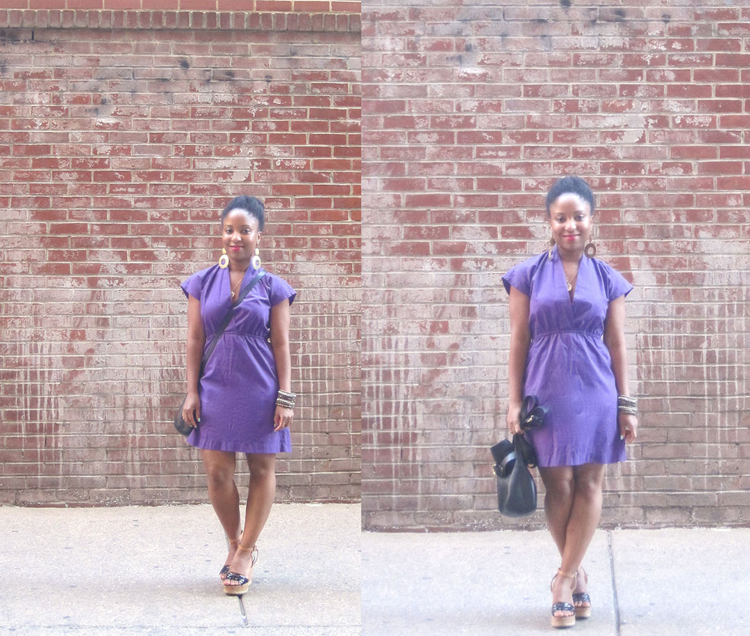 Purple  Dress and Black Bag 3