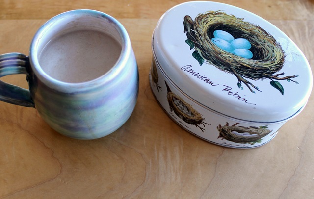 Handmade Mug With Multi-Color Glaze, Bird-Themed Cookie Tin - 1/4/2014