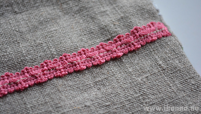 Backside of pink scrappy pouch