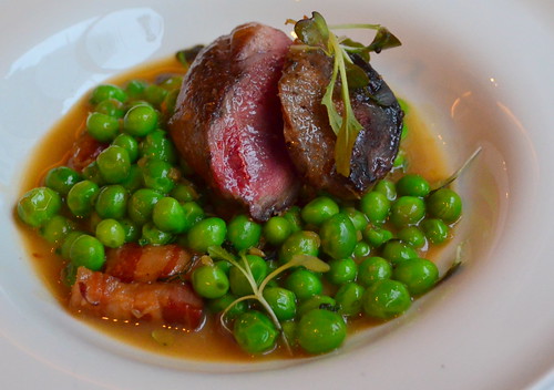 Pigeon Breast with Peas and Pancetta