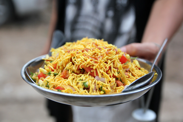 An incredible plate of bhel puri!