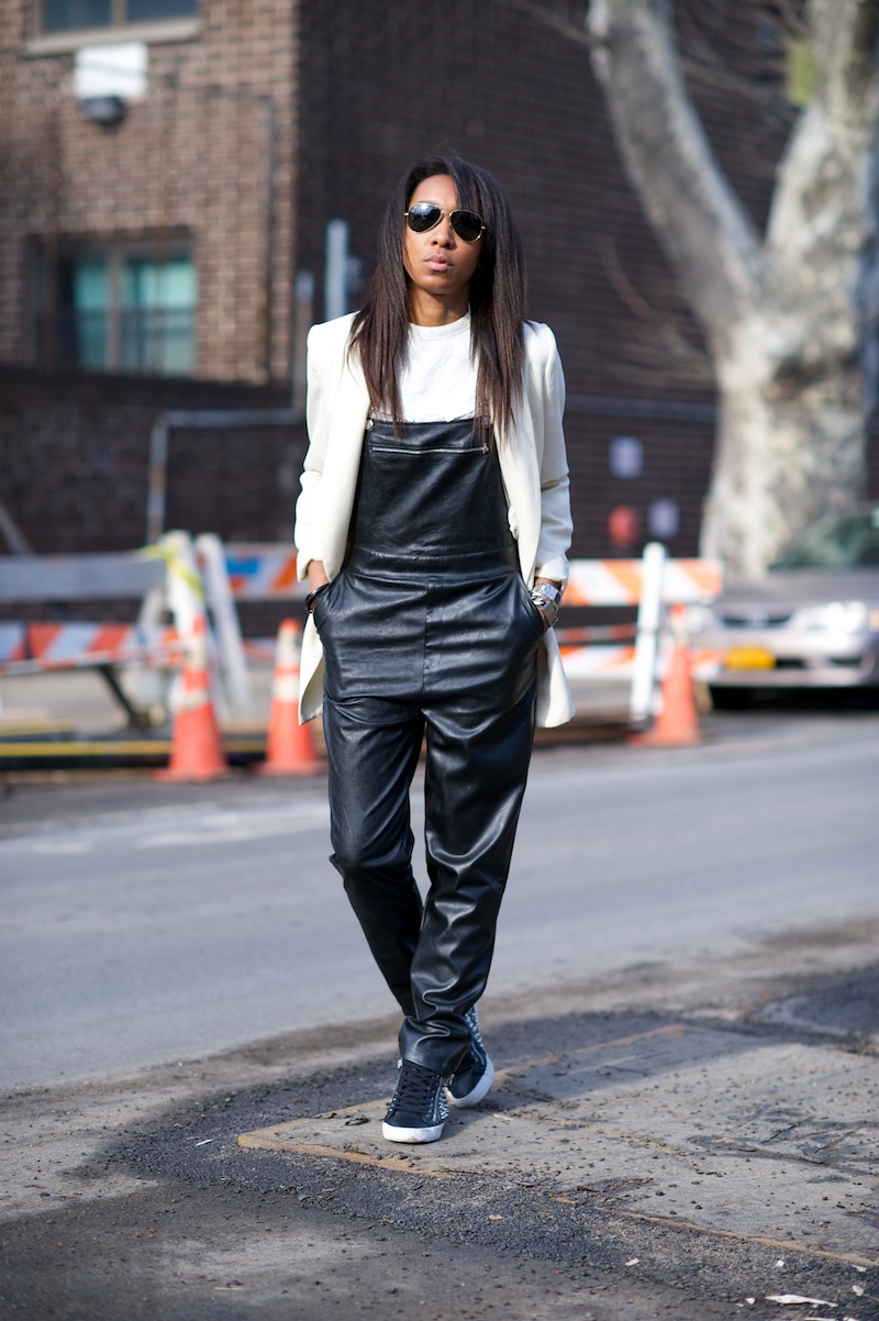 faux leather overalls