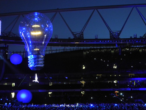 Lightbulb and performer over the Emirates Stadium