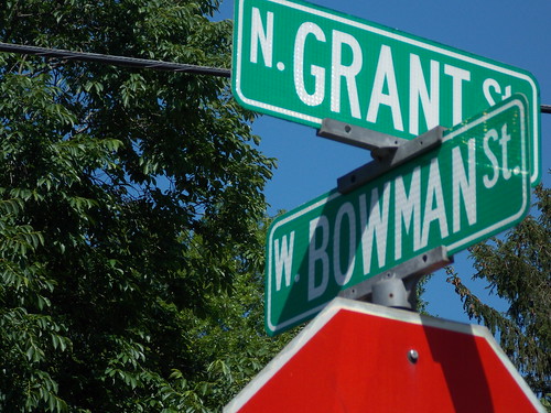 Intersection of N Grant St and W Bowman St