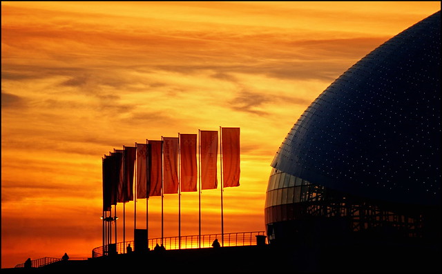 Bolshoy Hockey Palace Dome in Sunset