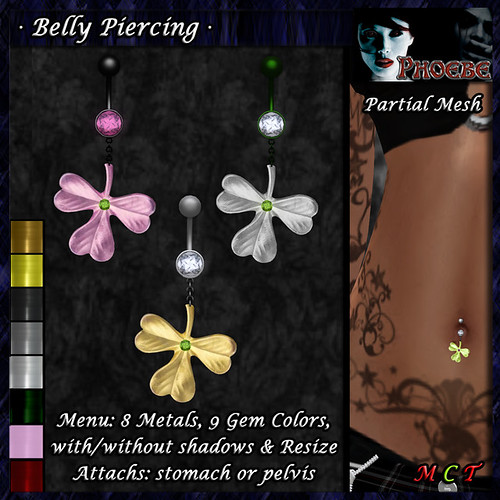 *P* Irish Luck Belly Piercing ~8 Metals-9 Gems~