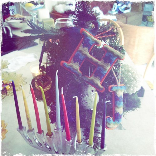Christmas tree and menorah by Digital Heather