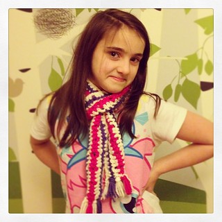 Modelling the scarf she made all in one day #crochetaddict