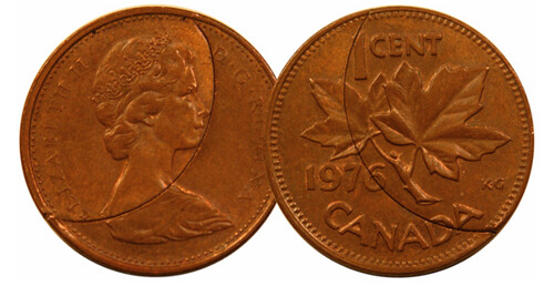 1976 Canada cent clip error