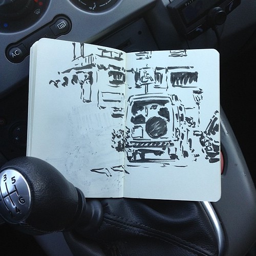 Sketching while waiting in the car by josu maroto