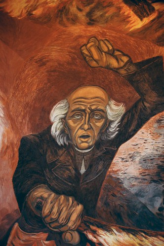 Hidalgo Incendiario, wall mural, by José Clemente Orozco, Governor's Palace. Miguel Hidalgo was a War of Independence hero; a parish priest who called his Indian parishioners to revolt on September 16, 1810, Guadalajara, Jalisco, Mexico by Wonderlane