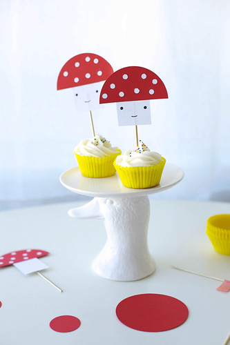 toadstool mushroom cupcake topper DIY for handmade charlotte
