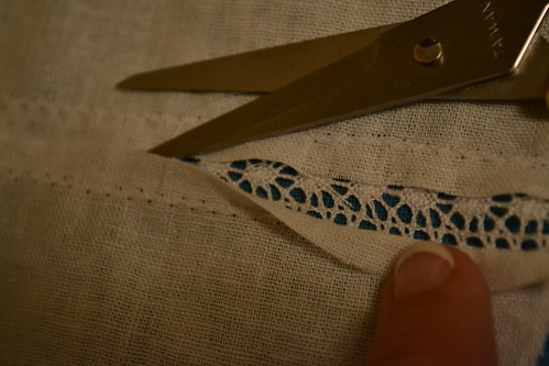 Cutting the Seam Open, Lace insertion tutorial on MorganDonner.com.